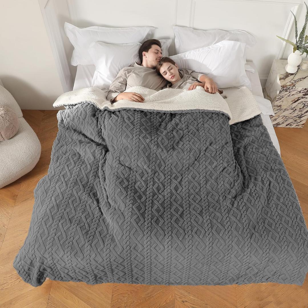 CHIOKY Heated Blanket Queen Size, Queen Size Electric Blanket Dual Control with 5 Heating Levels & 10 Hours Auto Off, Fast Heating with Overheat Protection, 3D Pattern Design, 84"x90", Gray