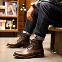 DELELE Flat Waxed Cotton Shoelaces: Wax Shoe Laces for Sneakers Boot 2 Pair (31 inch (80CM), 12 Tan With Deep Gray Metal Tips)