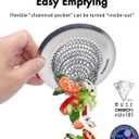 Revolutionary Kitchen Sink Drain Strainer/Patented Reversible Chain Mesh, Effortless Cleaning & Debris Catcher, Large Capacity, No Clog, 304 Stainless Steel & Rust-Proof/Handmade (Silver)
