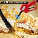 5GPM Fuel Transfer Pump with Auto-Stop & Hand Nozzle, 118'' pumping lift, fit different jug size and depth barrels,no adapters needed,portable gas pump,barrel pump for Gasoline, Diesel, Kerosene