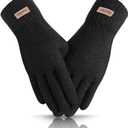 Winter Gloves Women, Touchscreen Warm Lining Glove, Elastic Knitted Gloves for Women Men (Black)