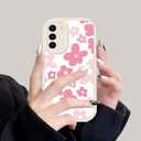 Designed for Samsung Galaxy A15 5G Case with Cute Pink Daisy Flower Design Women Girls Soft TPU Bumper Protective Leather Shockproof Case