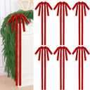 Soulchen 16 Pcs Red Velvet Bows Vintage Christmas Ornament 11.8" x 29.5" Double Layer Long Velvet Christmas Tree Decoration for Staircase Xmas Home Wreath Winter Outdoor Indoor