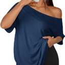 ATHMILE Off The Shoulder Tops for Women 2026 Y2K Loose Fit Tops Oversized Tshirts Fashion Going Out Outfits Casual Basic Tees (Large)