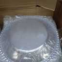 FXKS 24 PCS Clear Round Charger Plates with Beaded Rim, 13 Inch Plastic Acrylic Plate, Plastic Round Beaded Dinner Decorative Service Plates for Wedding Party Event, Home Kitchen Tabletop(Pink)