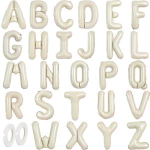 TONIFUL 16 Inch Cream White Letter A-Z Balloons,Custom Phrase Mylar Foil Alphabet Letter DIY Personalized Phrase Banner for Birthday Anniversary Baby Shower Bride Shower Supplies Decor(26 Pcs)