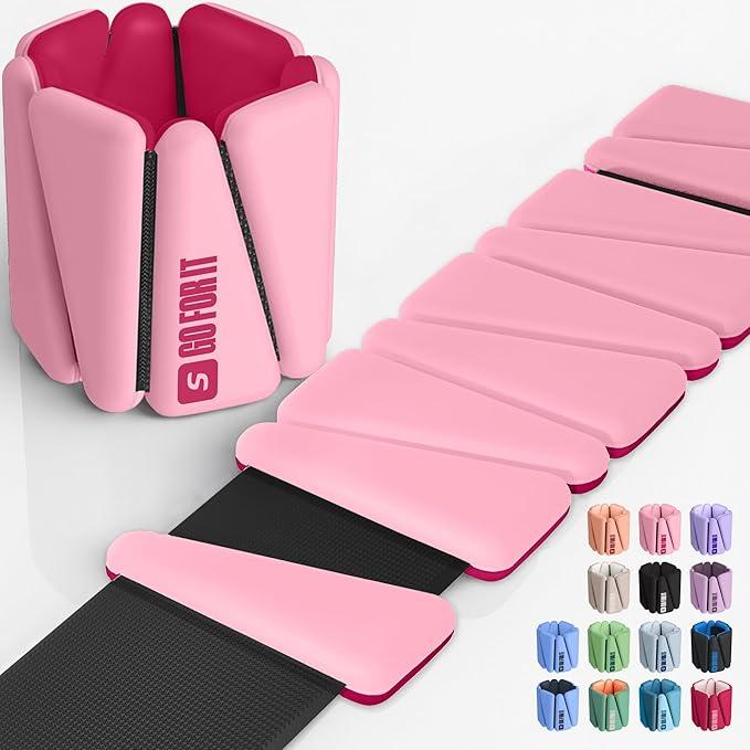 SPORTBIT Wrist Weights, Ankle Weights for Women – Set of 2 (1LB Each), Adjustable Weighted Bracelets for Home Gym, Running, Yoga, Exercise and Strength Training, Pink