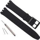 GreenOlive Ultrathin Replacement Waterproof Silicone Rubber Watch Strap Watch Band for Swatch Skin Series (16mm, Black)