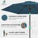 JEAREY 7.5FT Patio Umbrella Outdoor Market Umbrella with 6 Sturdy Ribs, Push Button Tilt/Crank Table Umbrella for Garden, Deck, Backyard and Pool, Lake Blue