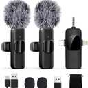 Labstandard Wireless Lavalier Lapel Microphone for iPhone, iPad, mini Video Recording Mic for Interview Video Podcast Vlog YouTube & Livestream, Noise Reduction, Plug & Play (3-in-1 Port) Black