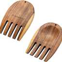 Muso Wood Acacia Salad Hands, Wooden Salad Tongs for Serving Salad Mixes, Set for Serving Salad Fruit on Your Kitchen Counter, 5.12" x 3.62" x 0.39", One Pair