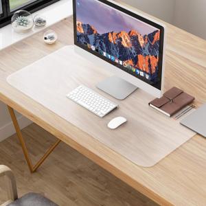 Clear Desk Mat Pad, 32"x16" Large Transparent Desk Protector Mat Plastic Desk Mat, 1.5mm PVC Translucent Waterproof Non-Slip Clear Writing Desk Pad Blotter for Desktop for Home Office
