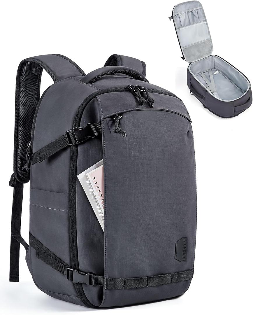 BAGSMART Travel Backpack Women, 15.6 Inch Carry On Backpack Flight Approved, TSA Approved Personal Item Travel Bag, Water Resistant Weekender Bag Luggage Daypack, Charcoal