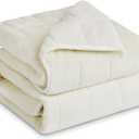 Sherpa Fleece Adult Weighted Blanket, 15 Pounds Dual Sided Soft Plush Blanket for Couch Bed Sofa, Heavy Thick Blankets with Glass Beads Great for Sleep, 60 x 80 inches, Cream White on Both Sides