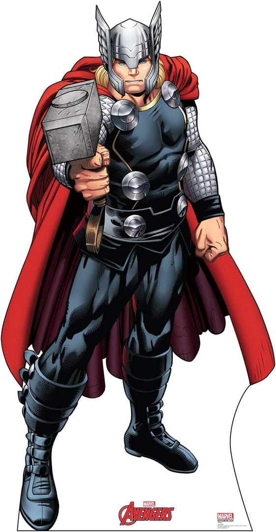 Cardboard People Thor Cardboard Cutout - Avengers Animated, One Size, 38"W x 74"H