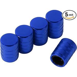 ST Shengtuo Blue Anodized Aluminum Tire Valve Stem Caps with Plastic Inner Sleeve, Corrosion Resistant. Universal Valve Caps for Cars, Trucks, Motorcycles, Pack of 5