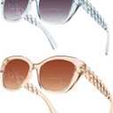 LADEESSE Reading Sunglasses for Women - Stylish Bifocal Sunglasses with Readers Built-in - UV400 Protection - 2 Pack, +2.25