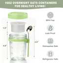 4Pcs Overnight Oats Containers with Lids and Spoons,16oz Glass Meal Prep Jars with Measurement Marks, Leak-Proof Breakfast Food Storage for Yogurt, Cereal, Salad, BPA-Free (4 Colors)
