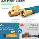 Expandable Garden Hose 50 ft Water Hose with 10 Function Spray Nozzle, Lightweight Flexible Hose with 3/4 Inch Solid Fittings and 4-Layer Latex Core, 50ft Retractable Stretch Hose (Blue)