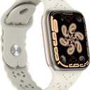 Floral Silicone Band Compatible with Apple Watch 38mm 40mm 41mm Women Men Hollow-Out Design Wristbands Soft Sport Breathable Watch Bands for iWatch Ultra SE Series 8 7 6 5 4 3 2 1 Starlight