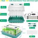96 Cell Seed Starter Tray with Grow Light, Seed Starter Kit with Adjustable Humidity Dome, Seed Starting Trays Plant Starter Kit for Seeds Growing Starting, Indoor Gardening, Greenhouse