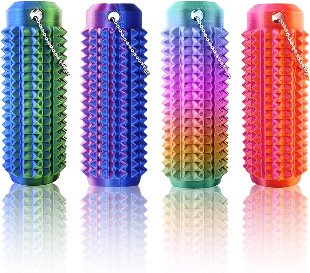 Little Ouchies Pain Fidget (4PCS), Pain Stim Fidget Toy for Adults & Teens, 3D Printed Spiky Grippie Stim Keychain, Sensory Toy for Stress Relief & Focus, Office Workers Novelty Gifts for Men (Laser)