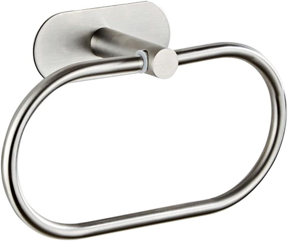 Self Adhesive Towel Ring for Bathroom Stainless Steel Adhesive Hand Towel Holder No Drilling Modern Hand Towel Hanger Stick on Wall Brushed Nickel (Large)
