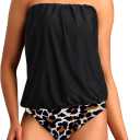 Bikini Bottom Tummy Control Bathing Suits (XX-Large, Black Leopard)