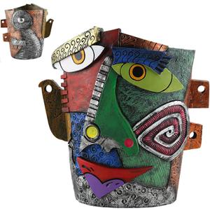 Picasso Flower Pot Colorful Face Art Abstract Resin Flower Pot Unique Face Flower Pot Head Planter for Indoor Outdoor Plants Patio Home Art Decoration (Frown)