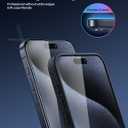 Lamicall Screen Protector for iPhone 15 Pro Max - [No White Edge] 2Pack, with Easy Mount Frame, Screen Protective Film, Anti-Fingerprint Protective Tempered Glass, Anti-Scratch, 9H