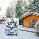 Hanukkah Garden Flag Six-Pointed Star Dove Dreidel Yard Flag 12x18 Inch Double Sided Small Chanukazh Mini Yard Outdoor Outside Holiday Party Decoration