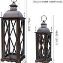 Perfnique Farmhouse Outdoor Lanterns for Patio, Set of 2 Rustic Lanterns Decor, Vintage Hanging Candle Holder Decorative for Porch, Garden, Yard, Indoor (No Glass, Dark Brown)
