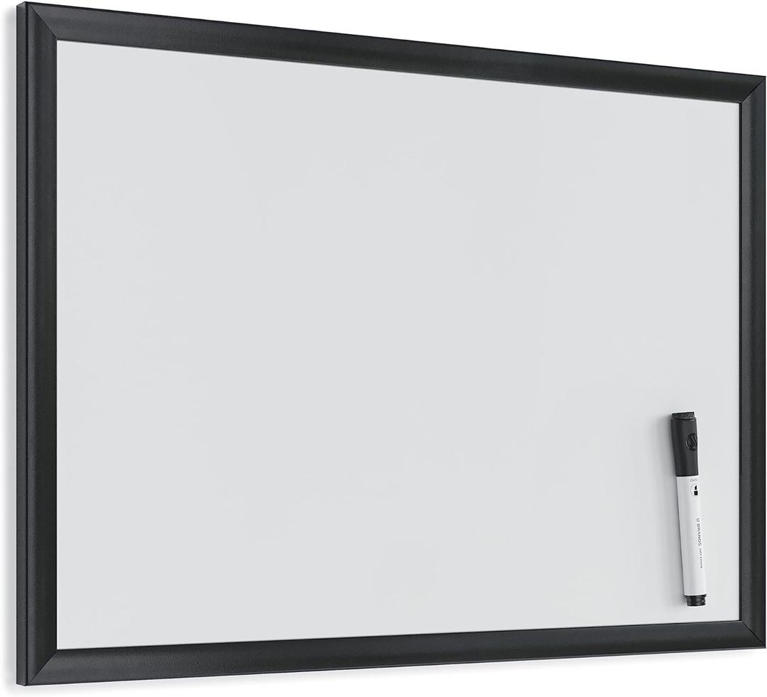U Brands Magnetic Dry Erase Board White Board, 24" x 18" Inches, Black Wood Frame (307U00-01)