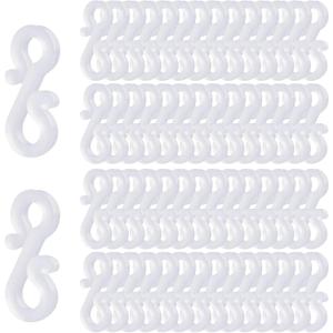 100 Pcs Christmas Light Clips, Gutter Hanger Hooks Outdoor Holiday Light Clips S Clips for Christmas Indoor Outdoor Decoration String Lights, Rope Lights, Weatherproof Outdoor Mini Lights Clips (7 White Clips)