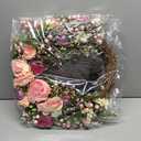 Pink Heart Rose Wreath, 21in Spring Summer Wreath with 8 Modes LED Lights for Front Door