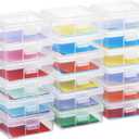 18 Pack Small Plastic Hobby Art Craft Organizer, Clear Plastic Storage Containers with Latching Lid, for Pencil Box, Lego