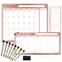 Magnetic Calendar for Fridge – Family Command Center with Monthly, Weekly & Grocery Boards – Dry Erase Whiteboard Set with 8 Markers & Eraser – Organize Meals, Chores & Schedules