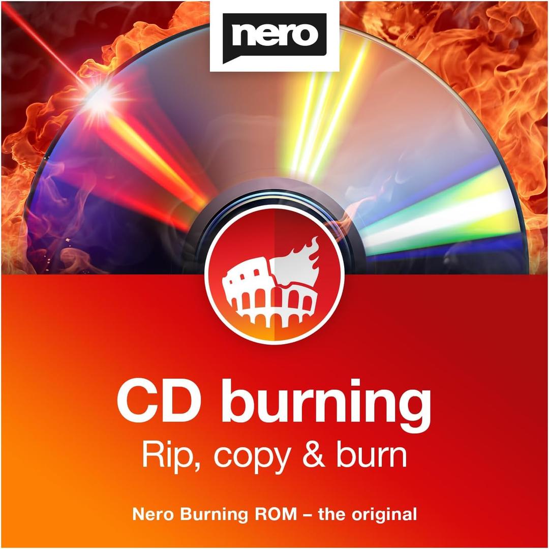 Nero Burning ROM 2026 Pro CD DVD Burning Software for Music and Data | Burn Copy Rip and Archive Your Files | Secure Disc Burner with Encryption | Lifetime License for 1 PC | Windows 11/10/8/7