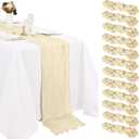 12 Pack Cheesecloth Table Runner 20 x 120 Inch Lvory Boho Gauze Cheese Cloth Table Runners 10 FT Long Rustic Sheer Table Decorations for Wedding Party Baby Bridal Shower Birthday Holiday Home