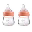 Baby Bottle Glass Natural Anti-Colic Bottles 2 Pack Closer to Breastfeeding for Newborn Babies Infant 0M+ 3Oz