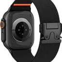 Elastic Sport Band for Apple Watch Ultra 3/ 2/ 1 Bands 49mm 46mm 45mm 44mm 42mm 41mm 40mm 38mm Men Women, Adjustable Parachute Buckle Nylon Fabric Wristband for iWatch Series 11 10 SE 9 8 7 6 5 4 3, Black