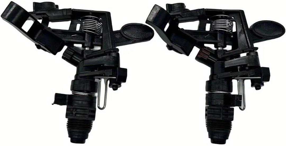 2 Pack Black Plastic Impact Sprinkler Heads with 1/2" Male Thread for Garden Irrigation