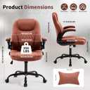 Executive Office Chair PU,Leather Office Chair with Wheels,360 Swivel Rolling Chair with Padded Arms,Ergonomic Computer Chair with Lumbar Support for Short People Use(Brown), Standard