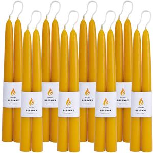 16PCS Beeswax Taper Candles, 9" Handmade Natural Candles, Dripless and Smokeless9 Hour Burn Time (Raw)