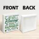St. Patricks Day Decor Wooden Box Sign, Irish Blessing Shamrock Wood Sign Plaque, May Your Troubles Be Less Farmhouse Tabletop Desk Shelf Tiered Tray Decoration, Irish Holiday Gift