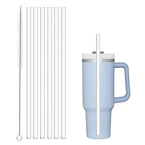 Beonsky Replacement Straw Compatible with Stanley 40 oz 30 oz Cup Tumbler, 6 Pack Reusable Straw with Cleaning Brush, Plastic, Clear