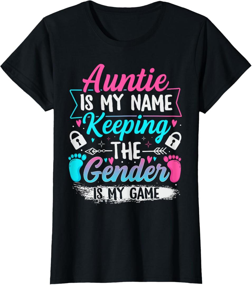 Gender Reveal Design for a Keeper of the Gender Aunt T-Shirt, Mediu