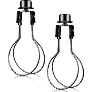 Honoson 2 Pcs Bulb Lamp Shade Light Bulb Clip Adapter Includes Finial and Lampshade Levellers for Replacement (Black)