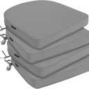 Favoyard Outdoor Chair Cushions 17"x16"x2" Set of 4 Waterproof Seat Cushion for Patio Furniture with 3Year Fade Resistant Removable Cover Attach Straps Hidden Zipper Round Corner for Yard Garden