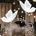 2PCS 23.6" Wedding Butterfly LED Floor Lamp, 48W 110V Creative Ceiling Lamp 57.5-70.1" Adjustable Height Hanging Decoration Props for Wedding Party (Silver, White Light)